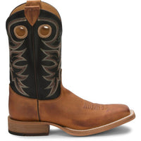 Justin Boots Men's Cowhide Leather Western Boots - Extra Wide in tobacco black - men's boots - detail view
