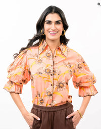 Ivy Jane - Pointed Collar Pouf Sleeve Shirt