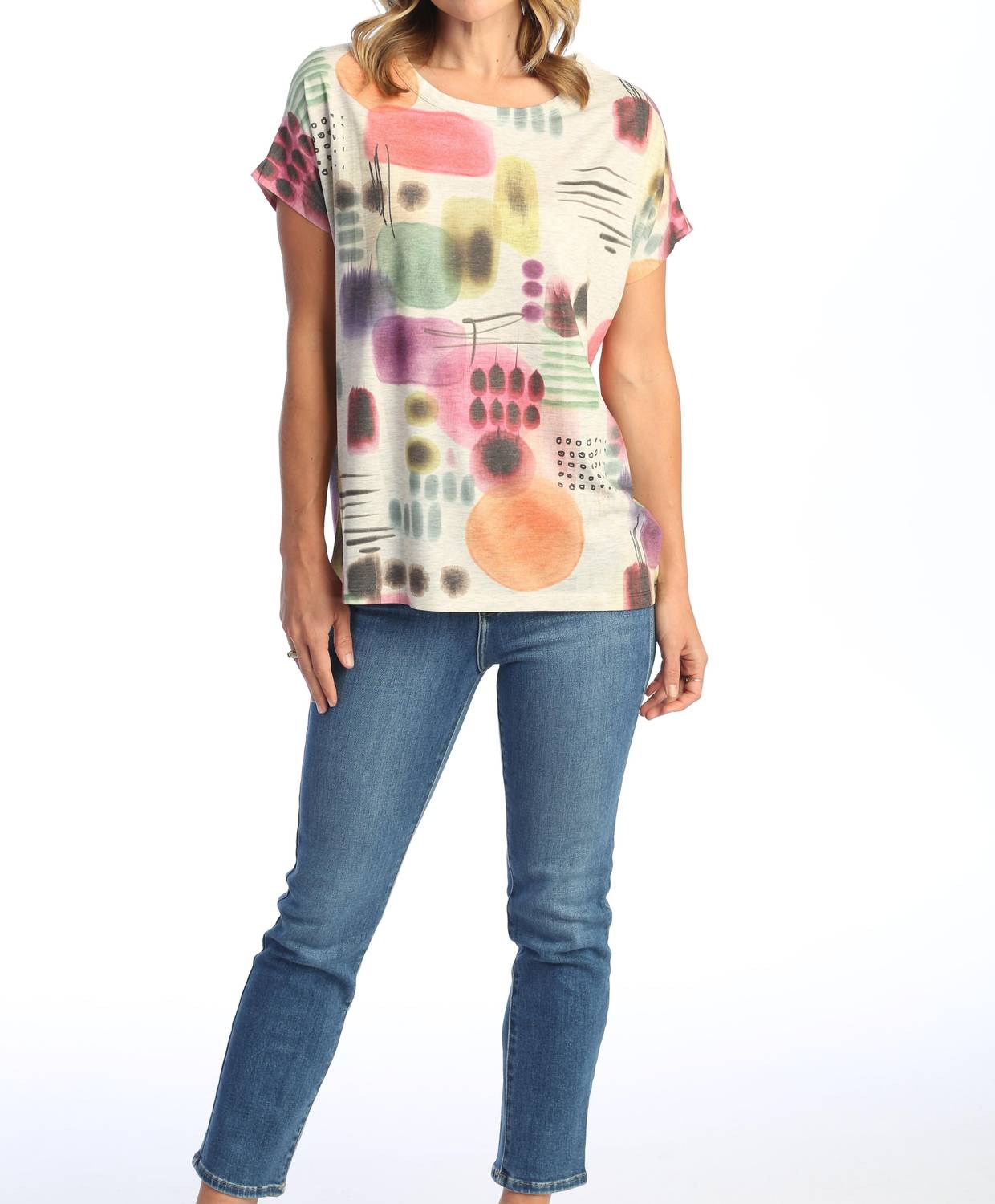 Jess & Jane - Verona Round Neck Drop Sleeve Top