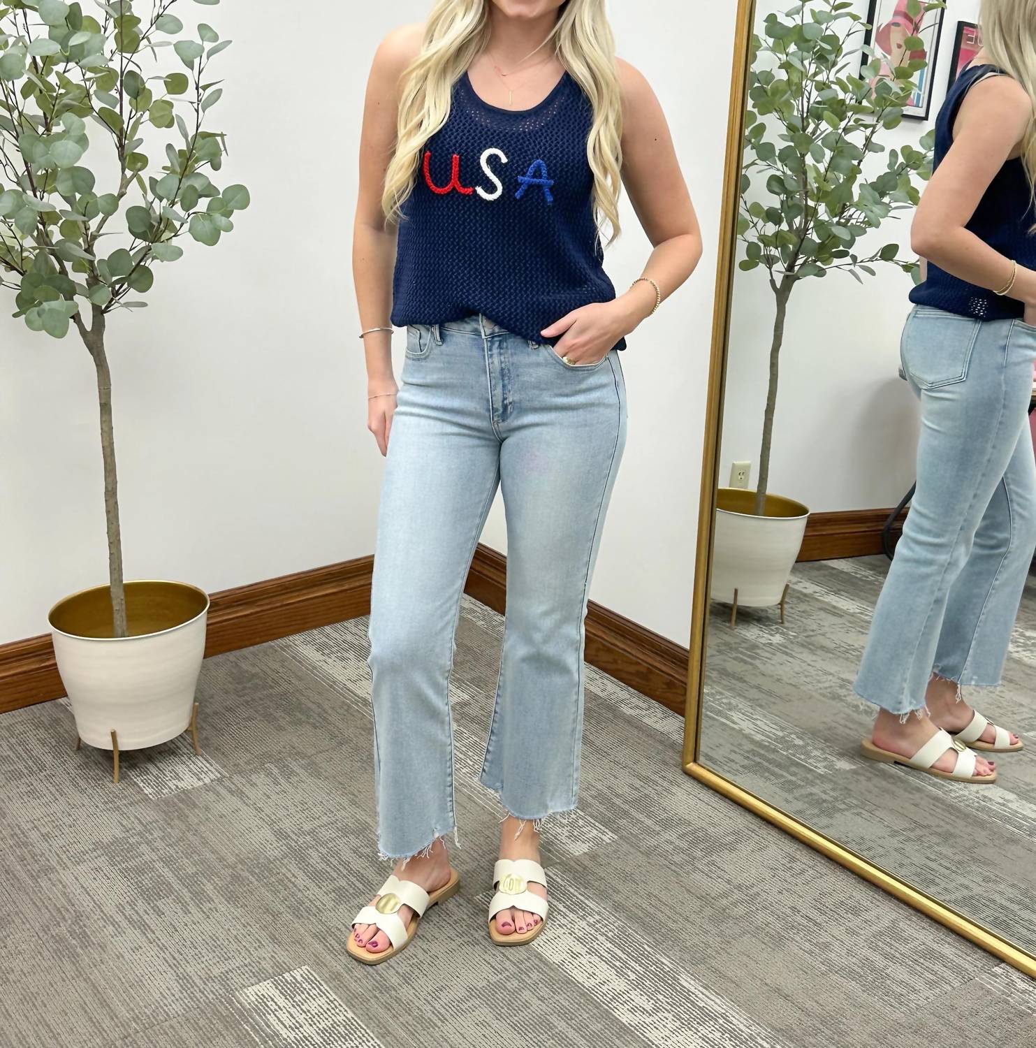 Main Strip - Loose Knit Usa Sweater Tank Top