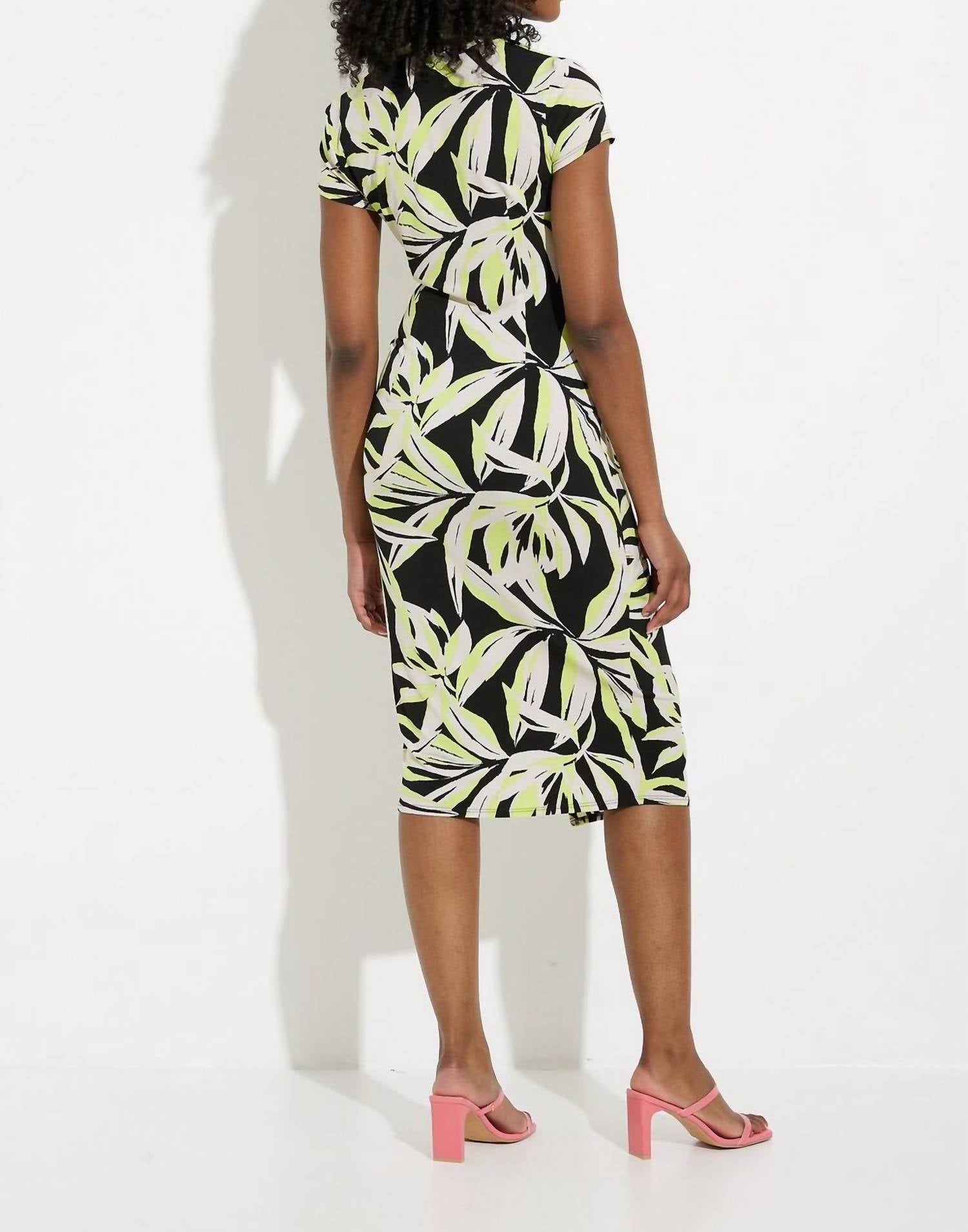 Joseph Ribkoff - V-neck Ruched Bodycon Dress