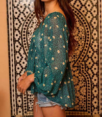 Bucketlist - Floral Print Lurex Chiffon Blouse Top