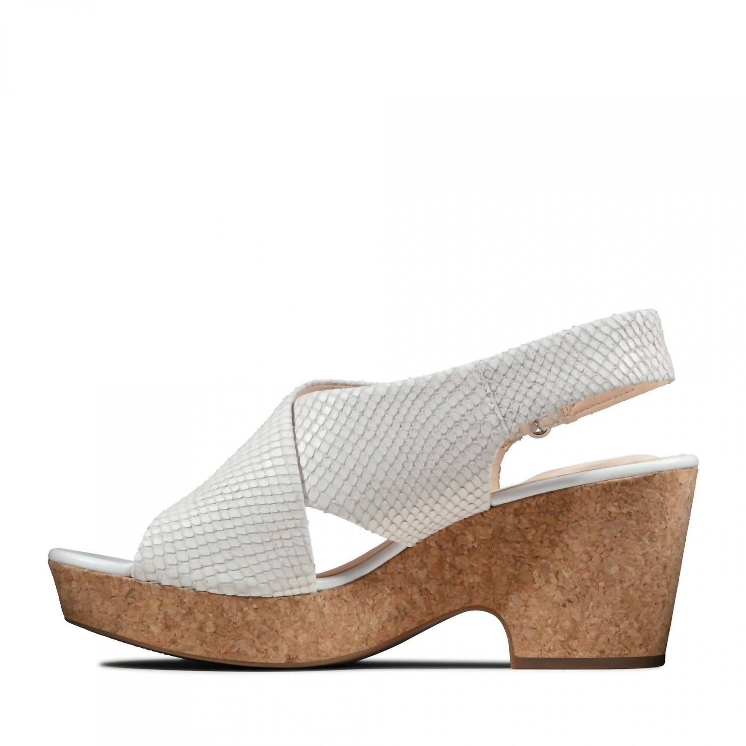 Clarks Women's Maritza Lara Wedge Sandal in white snake - women's shoe - alternate view