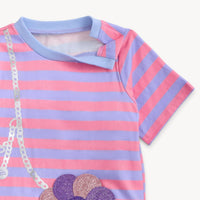magnetic me Girl's Floral Short Sleeve Tee + Short Set in flower fidget pocket - item - detail view