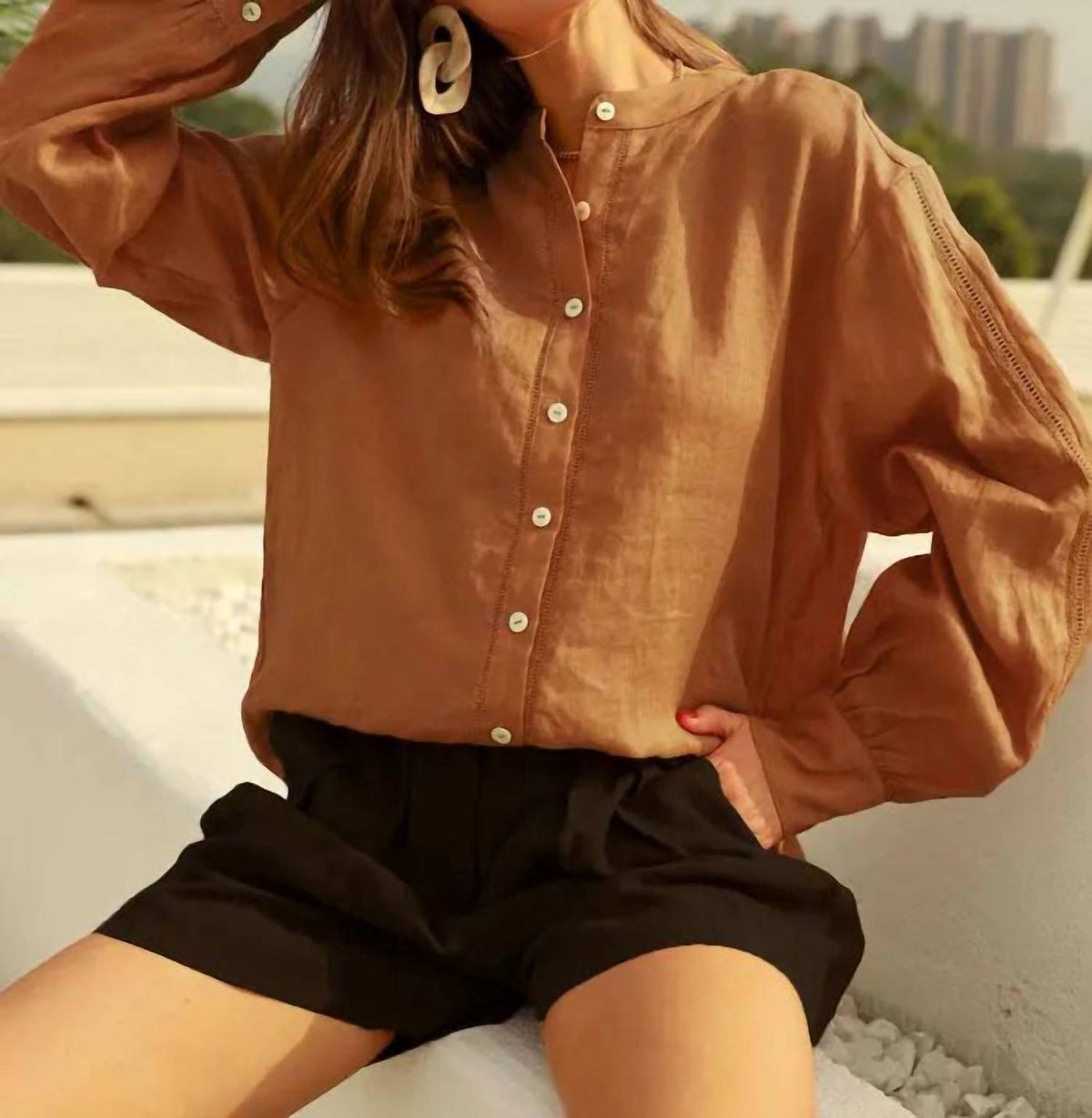 Frieeah - Oversized Button Up Shirt