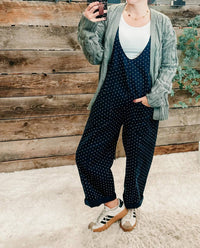 Davi & Dani - Polka Dot Print Overall Jumpsuit