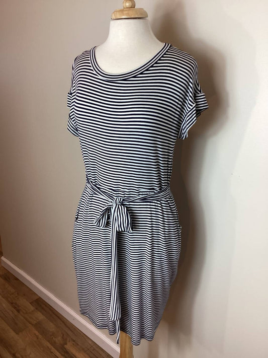 Bombom - Women's Striped Tie Waist Dress Pockets