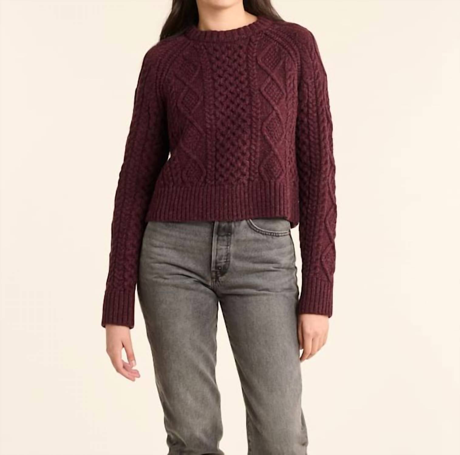 PENDLETON Shetland Wool cable sweater in maroon - women's cardigan