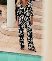 Joseph Ribkoff - Abstract Print Wide-leg Pants