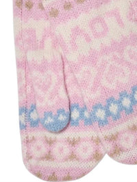 LoveShackFancy Women's Marnella Wool Winter Mittens in peach dream - women's accessory - detail view