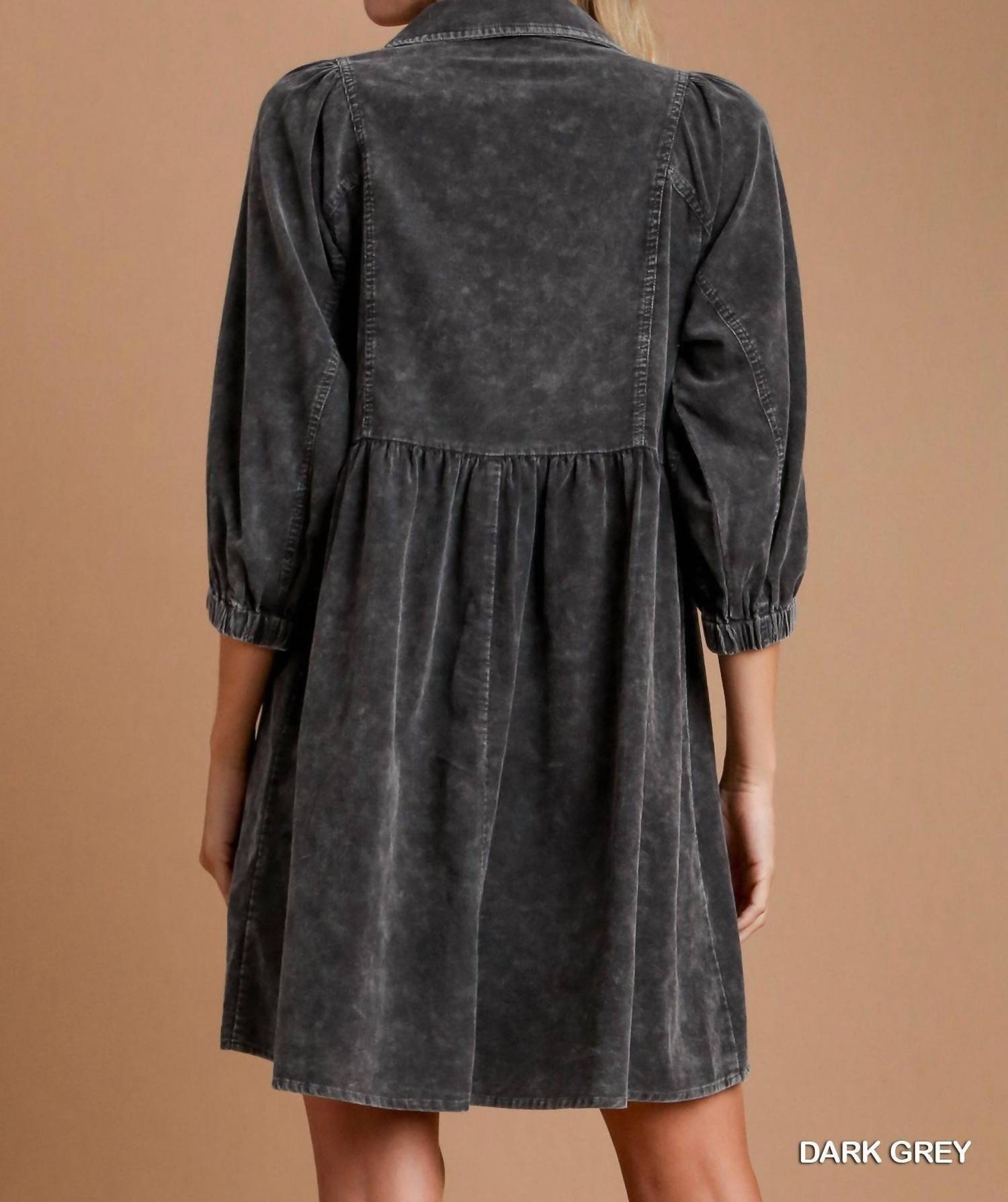Umgee - Corduroy Mineral Wash Mini Dress