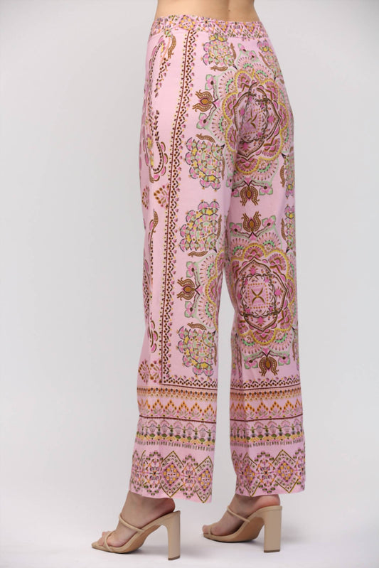 Fate - Border Print Linen High Waist Pants