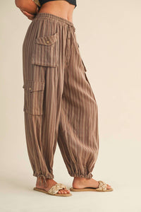 Mustard Seed - Women's Savannah Striped Cargo Pants