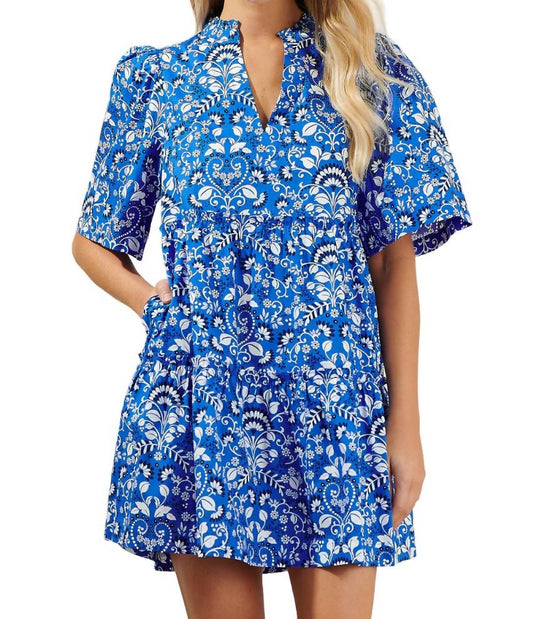 Sugarlips - Floral Dixie Split Neck Shift Dress