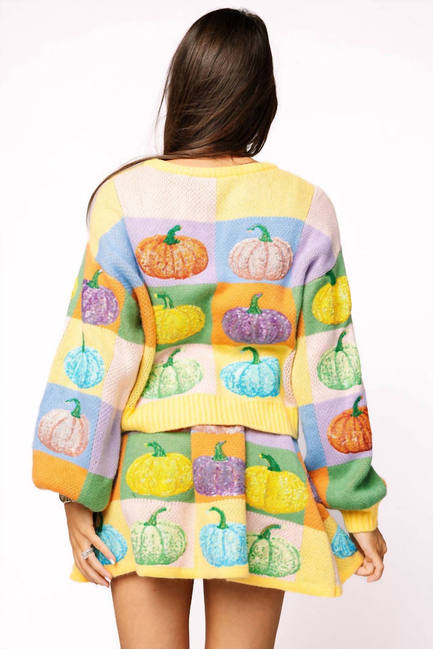 Queen Of Sparkles - Pastel Colorblock Sequin Pumpkin Sweater