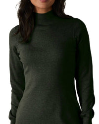 The Normal Brand Puremeso Mock Neck Dress in emerald - women's dress - detail view