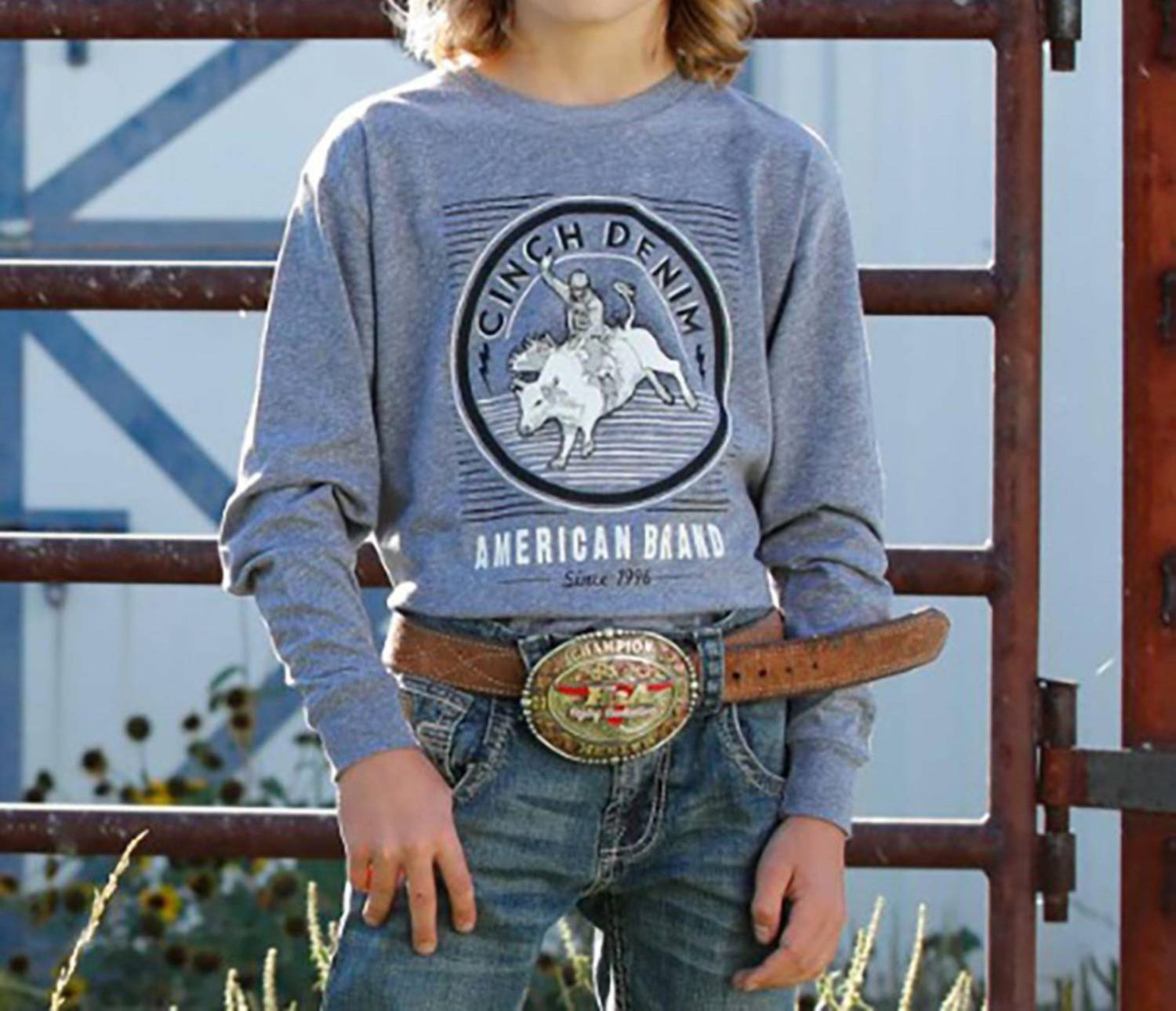 Cinch - Boy's Long Sleeve Logo Bullrider Tee