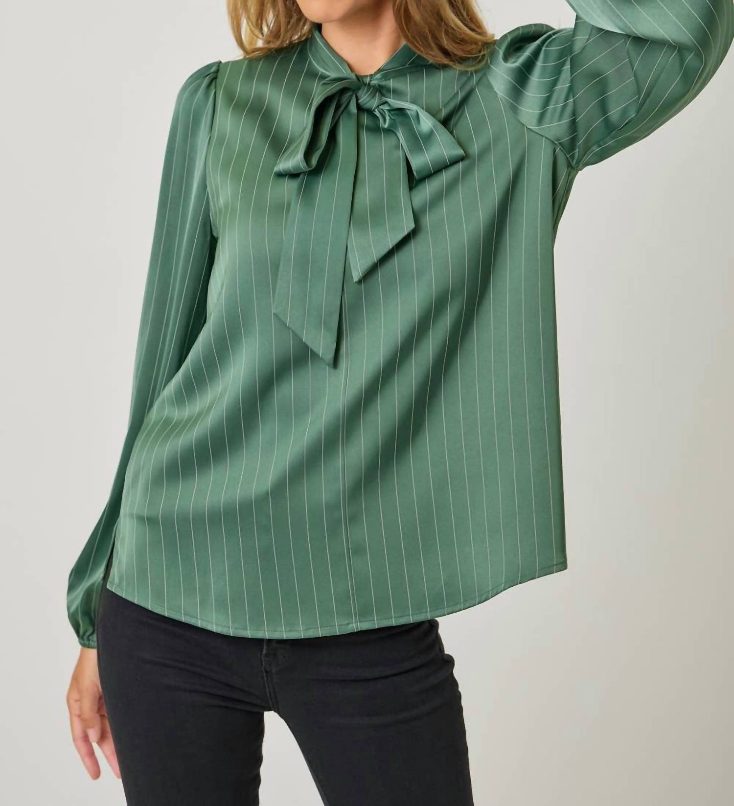 Mystree - Ribbon Tie Stripe Shirt