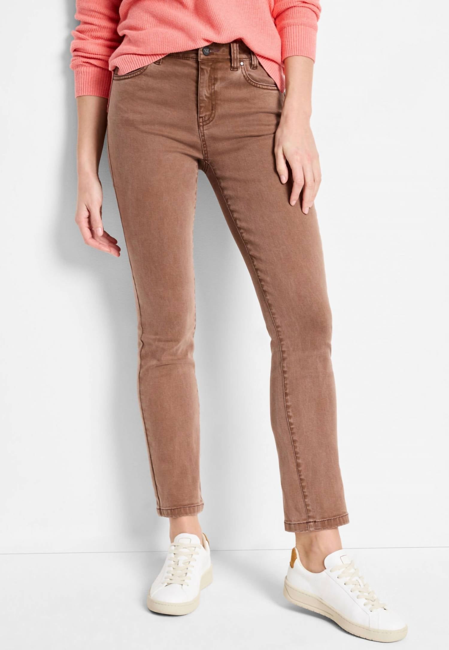 Nic + Zoe Mid Rise Straight Ankle Jeans in coffee bean - women's jeans