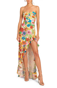 Amanda Uprichard Eden Floral Ruffle High-low Gown in multi - women's dress