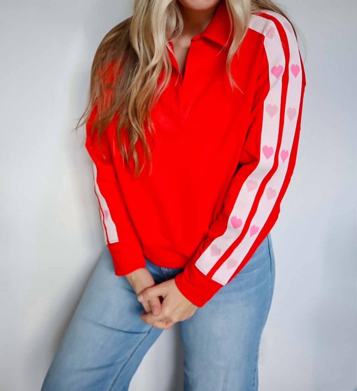 The Greii - Jenna Double Heart Trim Pullover