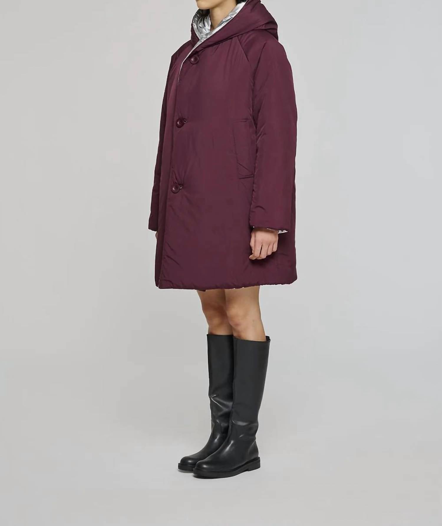 OOFWEAR Reversible Mid-length Jacket With Hood in silver plum - women's jacket - view 6