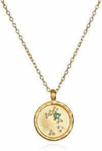 Satya Jewelry Unisex Taurus Zodiac Emerald Necklace in gold - women's jewelry - detail view