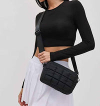 SOL and SELENE Women's Inspiration Quilted Nylon Crossbody Bag in black - women's bag - view 6