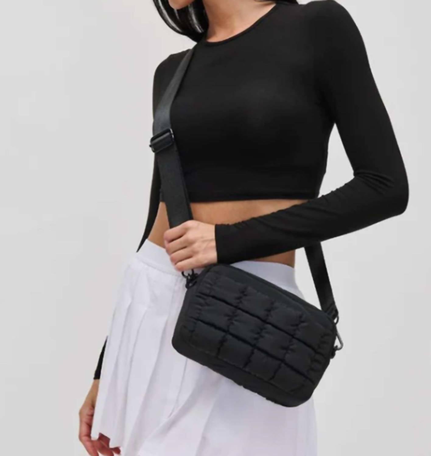 SOL and SELENE Women's Inspiration Quilted Nylon Crossbody Bag in black - women's bag - view 6