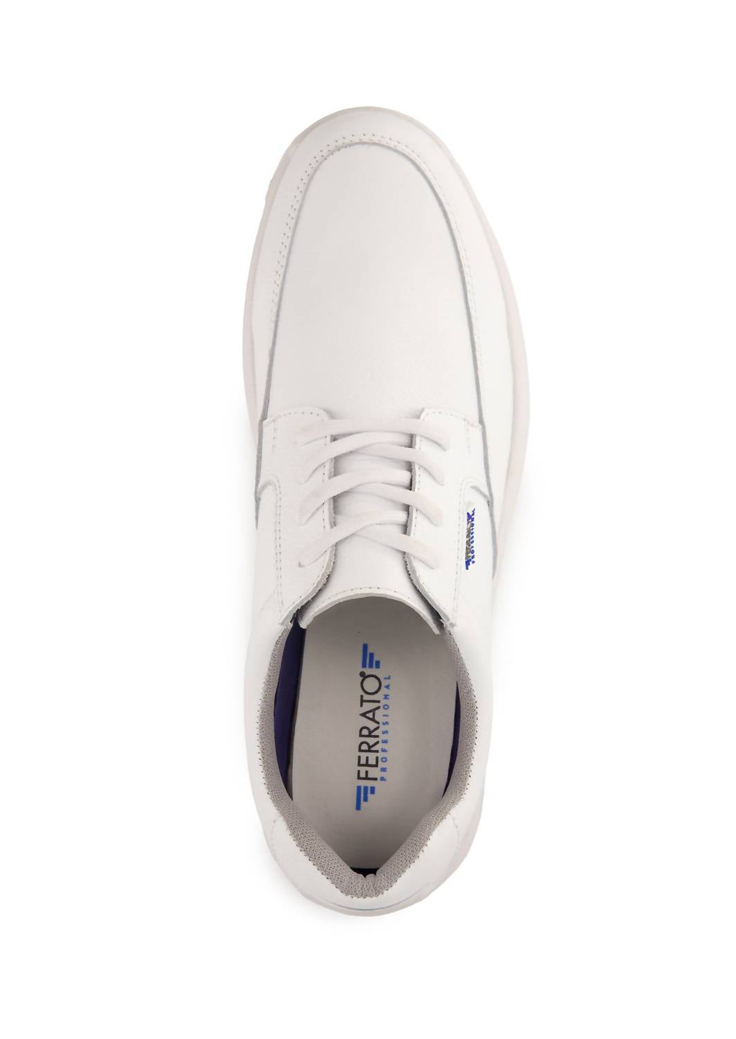 Ferrato Men's Professional Flat Leather Shoes in white - men's sneaker - alternate view