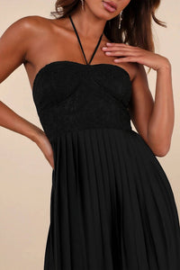 Lulus Certainly Poised Lace Halter Bustier Maxi Dress in black - women's dress - view 4
