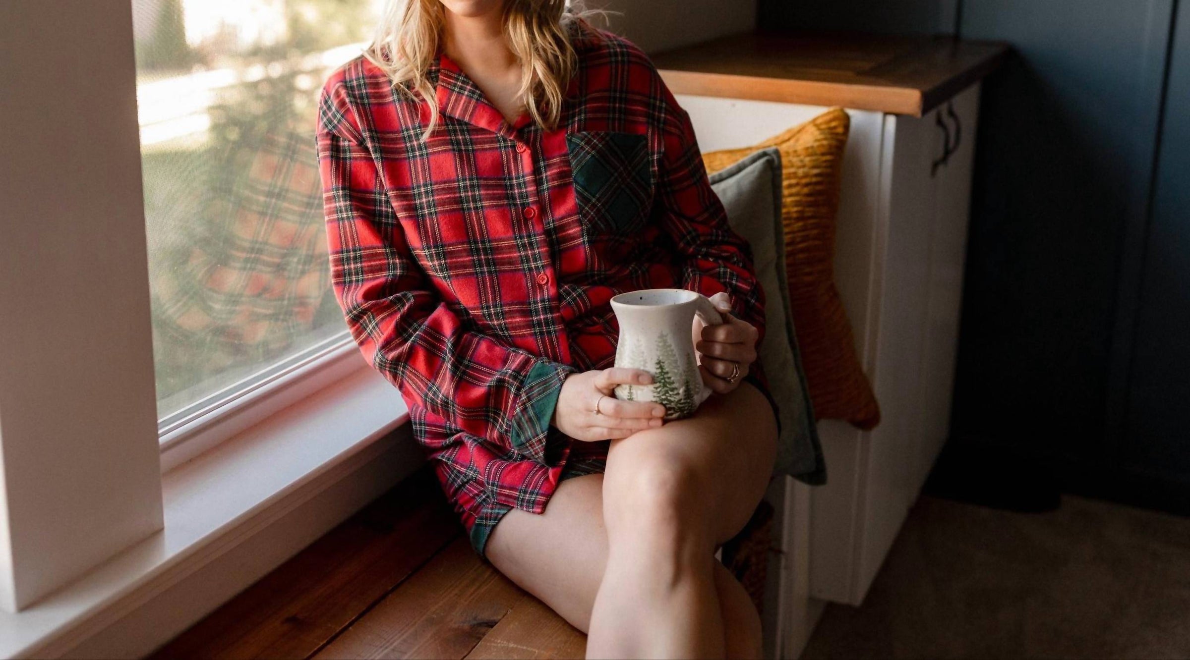 Fashionworks - Plaid Christmas Pajamas 2 Pc Shorts And Shirt Set