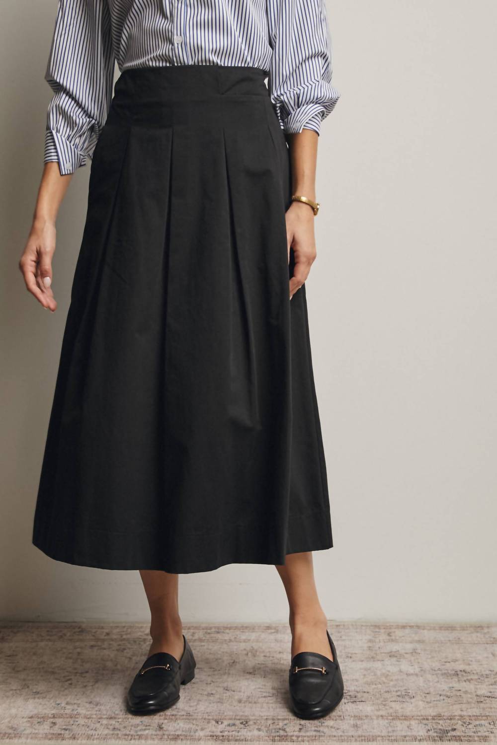 Forte - Pleated A-Line Midi Skirt