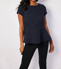 Sail To Sable - Women's Short Sleeve Zip Peplum Top