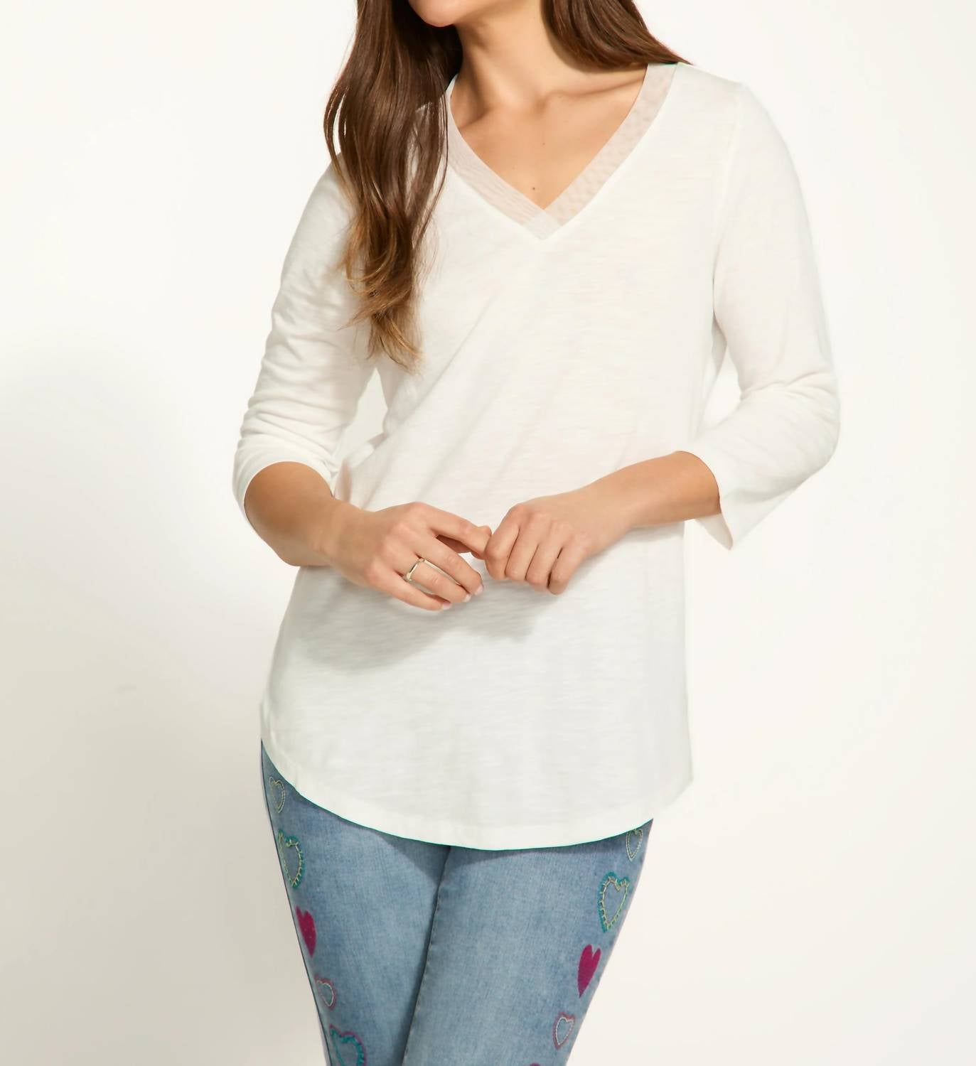 Fdj - V-neck Sheer Top