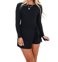 Kimberly C In Passing Long Sleeve Wrap Tie Dress in passing long sleeve wrap tie dress in black - women's dress