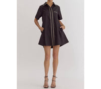 Style Usa - Collared Short Sleeve Mini Dress