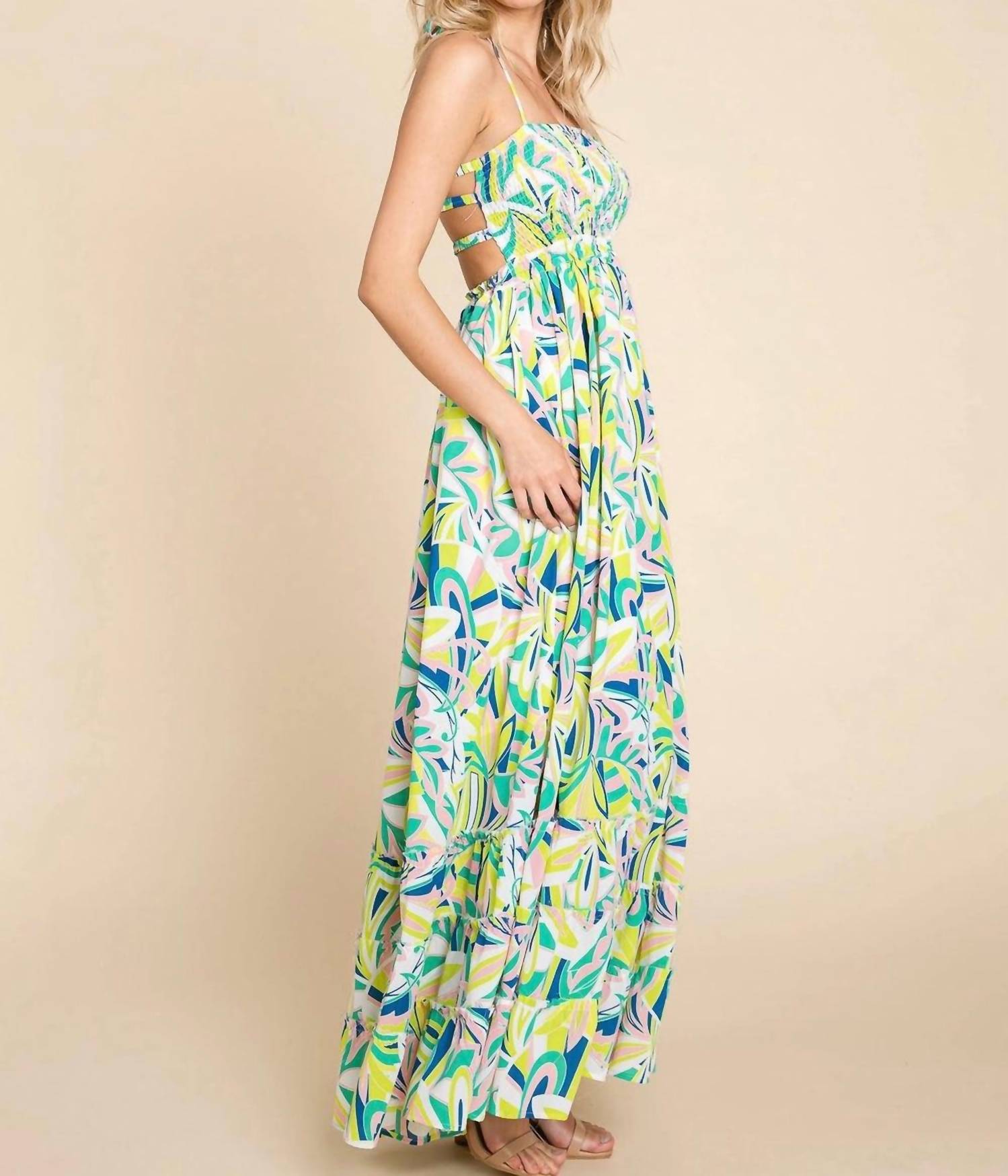Rolypoly - Floral Halter Cami Sun Maxi Dress