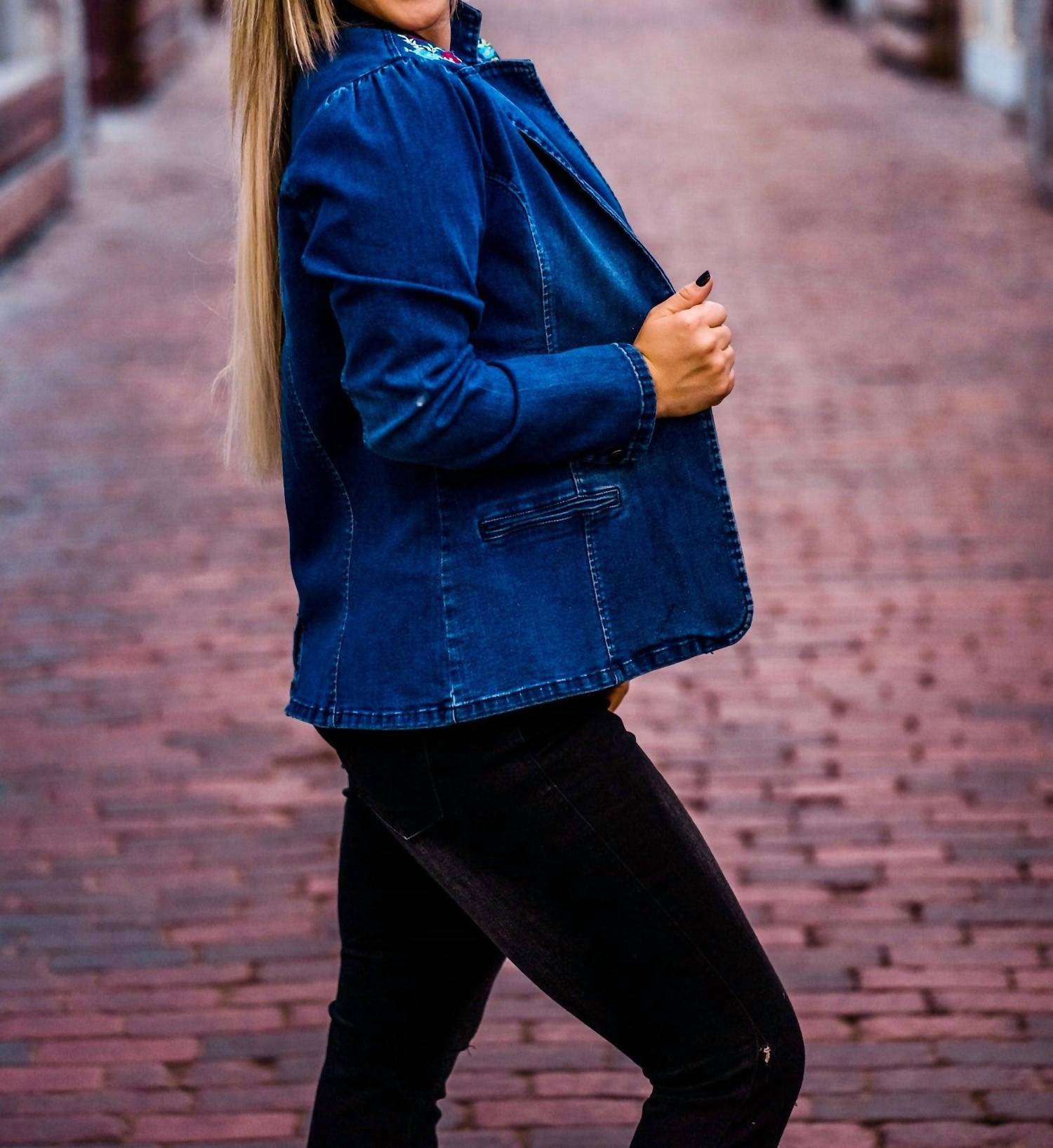 Layerz Clothing - Denim Embroidered Blazer