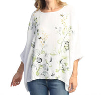 Jess & Jane Kelly Mineral Washed Double Gauze Poncho Top in white - women's sweater