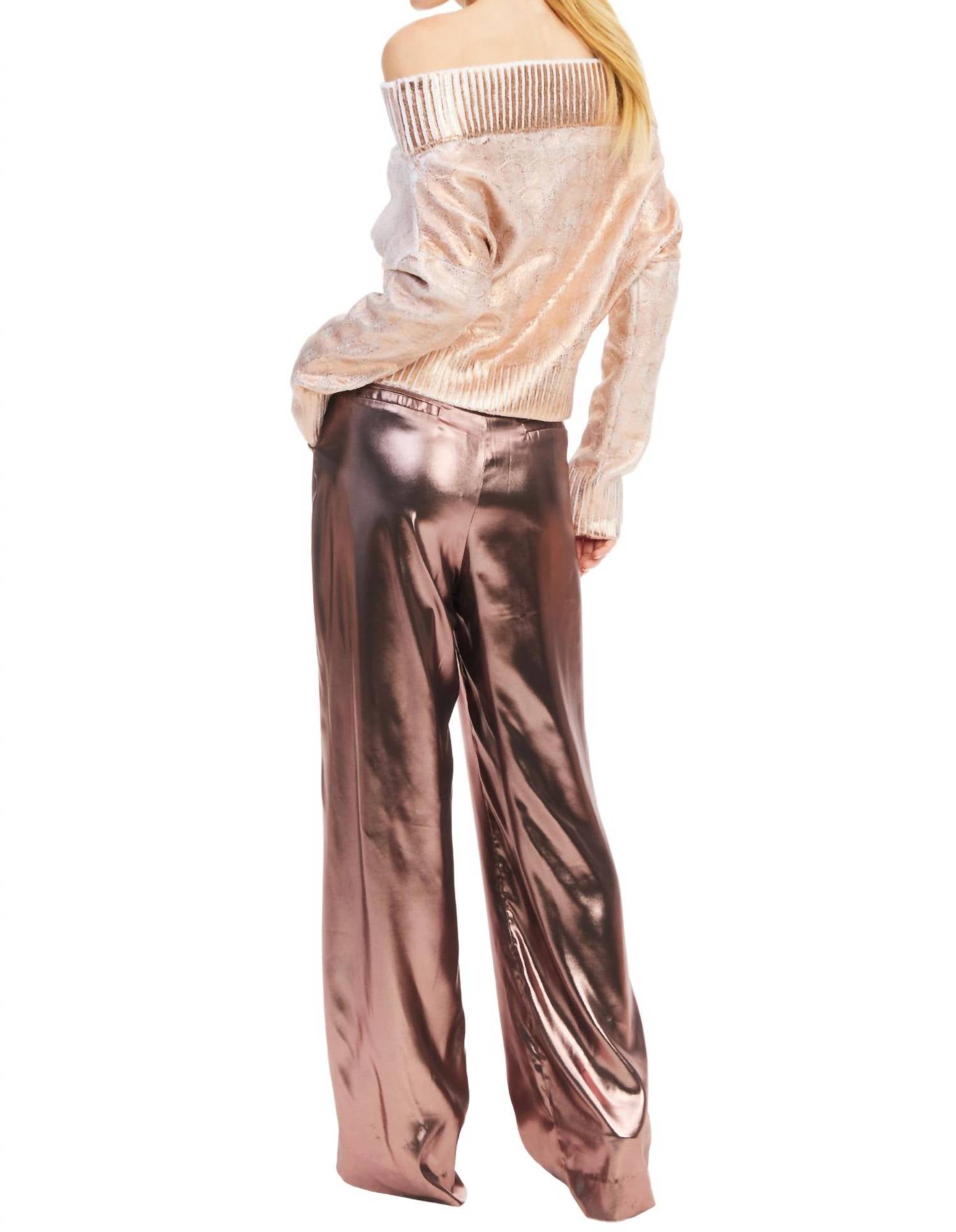 ALLISON NEW YORK Foiled Alba Sweater in rose gold - women's sweater - view 4