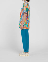 LĀU Peppe Printed Cotton Shirt in macarena luzi - women's shirt - alternate view