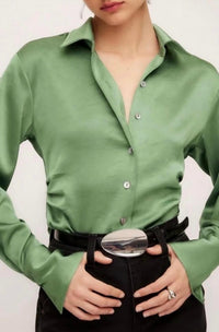 Fifteen Twenty - Silky Button Down Shirt - Plus