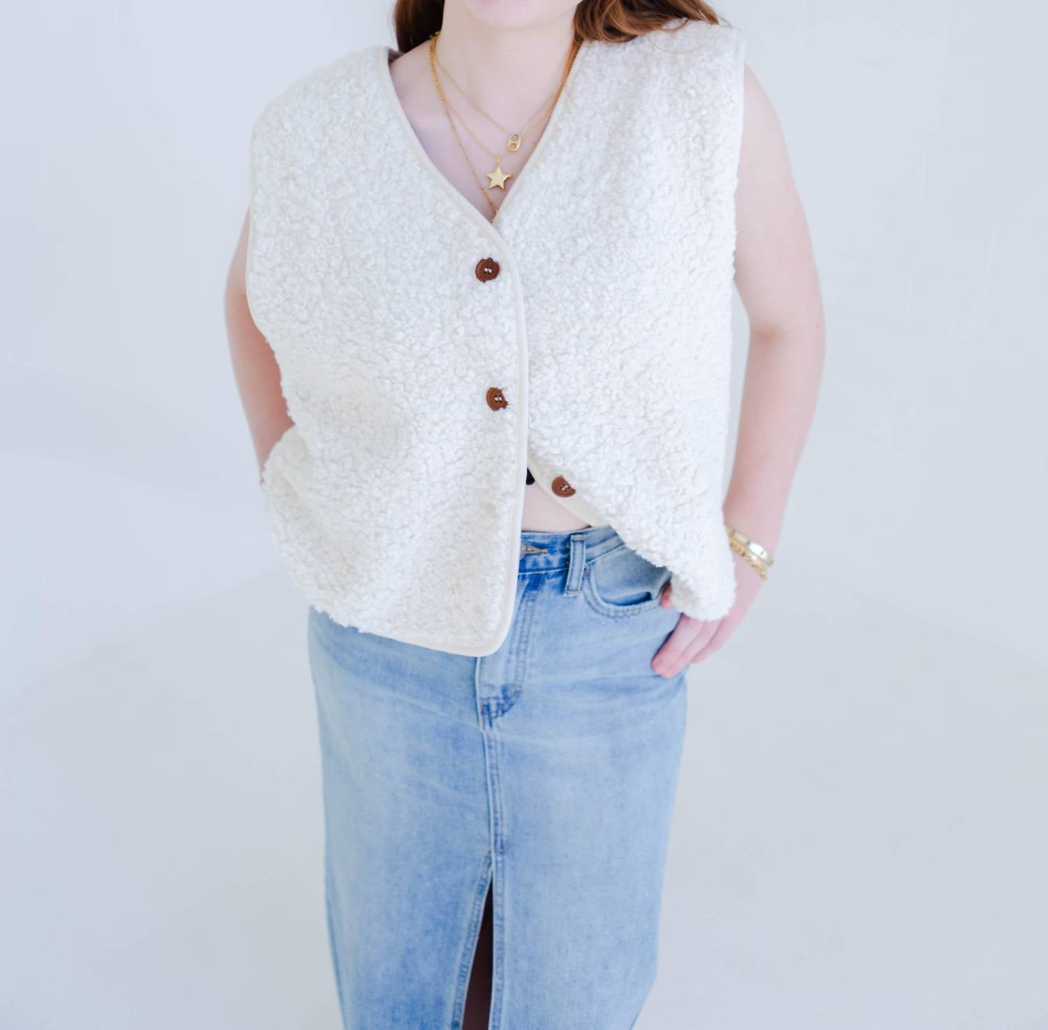 By Together - Women's Sherpa Button Vest