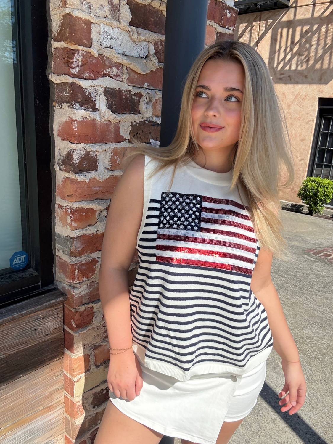 Queen Of Sparkles - Knit American Flag Stripe Tank