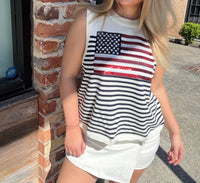 Queen Of Sparkles - Knit American Flag Stripe Tank