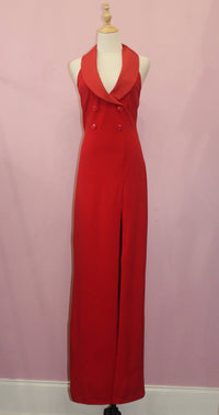 INA Women's Sleeveless Shawl Lapels Double Breasted Maxi Dress in red - women's dress