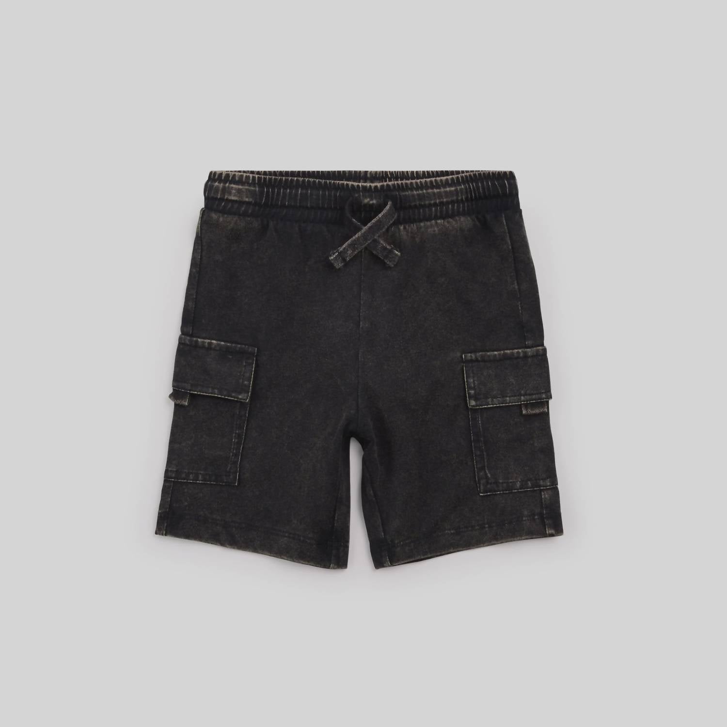 Miles Baby Kid's Knit Cargo Short in black acid - kids' shorts