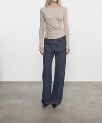 Enza Costa - CASHMERE DRAPED LONG SLEEVE CREW TOP