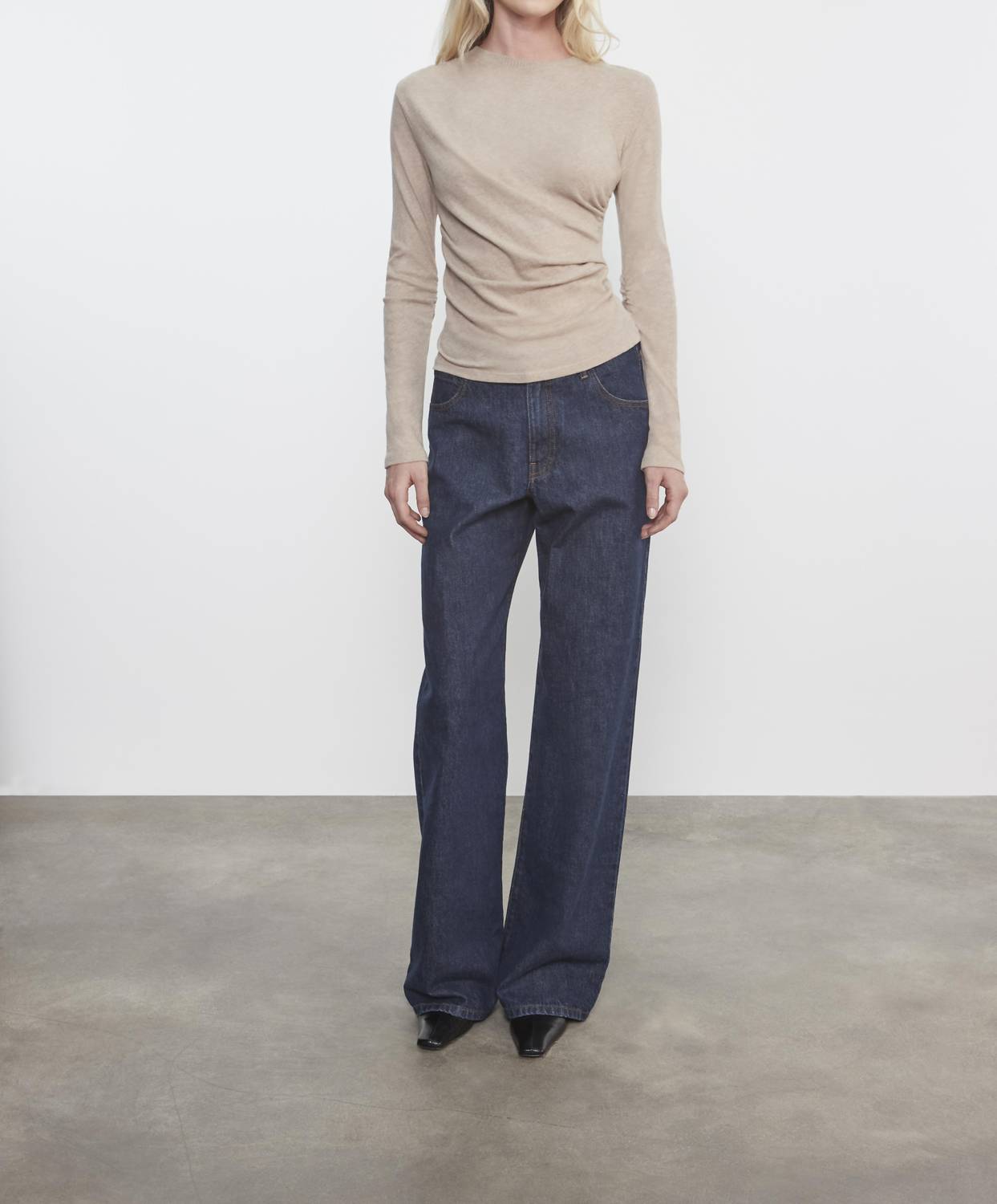 Enza Costa - CASHMERE DRAPED LONG SLEEVE CREW TOP